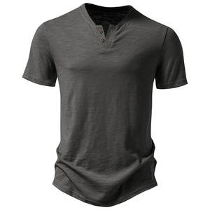 T-shirt Henley pour homme, manches courtes, tissu en coton de qualité supérieure, design personnalisé, fabrication, faible MOQ, prix d'usine, expédition mondiale - Product Image 6
