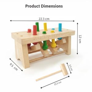 Jeu de marteau en bois avec chevilles colorées et maillet pour enfants - Product Image 2