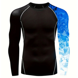 Haut de sport à manches longues pour homme, anti-UV, noir, en Spandex et Polyester, séchage rapide, compression, manches complètes, sublimation premium - Product Image 4
