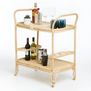 Carrito de servicio de ratán natural para hoteles, carrito rodante de almacenamiento, proveedor de Vietnam, precio económico. - Product Image 3