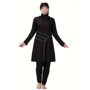 Best Product Breathable <b>Modest</b> Activewear <b>Set</b> Women Slim Fit Longline Top Joggers Muslim Gym Wear Sport Hijab Tracksuit - Product Image 1