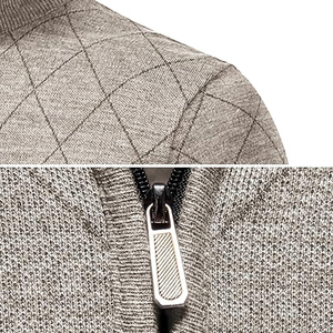 Light Brown Mens Slim Fit Casual Anti-Pilling Front Logo Knitted Sweater Winter Tops - Product Image 5