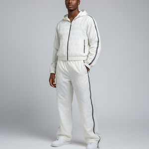 Nouvel ensemble de survêtements OEM pour hommes, coupe-vent 2 pièces en nylon 100% imprimé, style streetwear uni avec patchwork personnalisé et capuche - Product Image 4