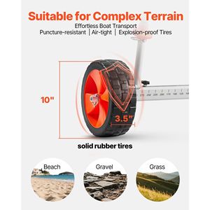 Carrello per Kayak con Pneumatici Solidi in PU da 10 Pollici e Cavalletto, Smontabile, Capacità di Carico 104 Kg, Carrello per Canoa - Product Image 3