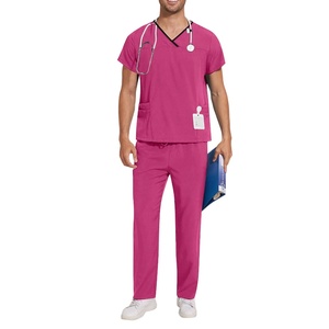 Elegante con cuello en V Enfermera Scrubs Uniforme Set Hospital Jogger con tela de lona Médico Scrub Tamaño - Product Image 1