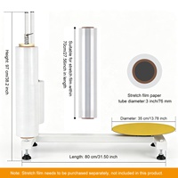 Distributeur de film étirable portable pour table basse, avec plateau porte-outils, pour emballage manuel de palettes et de cartons