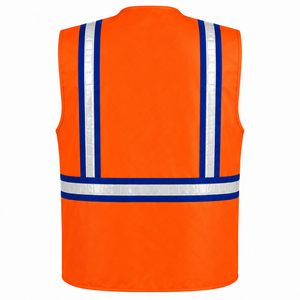 Gilet de sécurité réfléchissant en coton personnalisé, multi-poches, fermeture éclair sur le devant, vêtements de travail pour les ouvriers du bâtiment, service de broderie de logo - Product Image 3