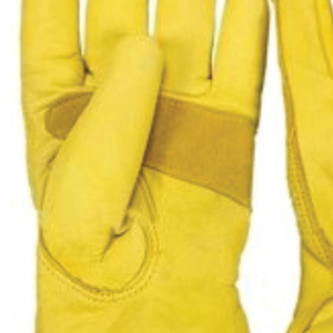 Yellow Leather Work <b>Gloves</b> <b>Knit</b> Wrist Anti-Slip Abrasion Resistant General Purpose Safety <b>Gloves</b> - Product Image 2