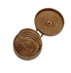 Diseño de tira Color marrón Taza de té de bambú Posavasos Superventas Cocina Rattan Taza de té Posavasos en precio razonable