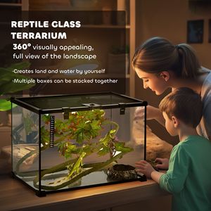 Terrario de Vidrio Negro de 14 Galones con Vista Panorámica, 20 x 12 x 14 Pulgadas, con Tapa Deslizante para la Cría de Reptiles y Anfibios - Product Image 4