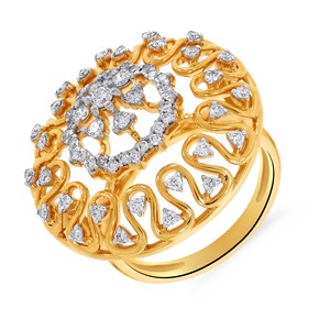 Anillo de Diamantes Successive Waves, Anillo de Lujo de Oro Amarillo de 14K y 18K con Forma de Corazón, Anillo Floral con Halo de Diamantes para Mujer - Product Image 1