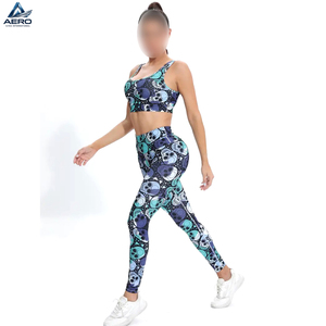 Conjunto de Yoga Estampado Personalizado para Mujer, Bra Deportivo con Diseño de Calavera y Leggings de Cintura Alta, Ropa Deportiva Transpirable para Gimnasio - Product Image 2