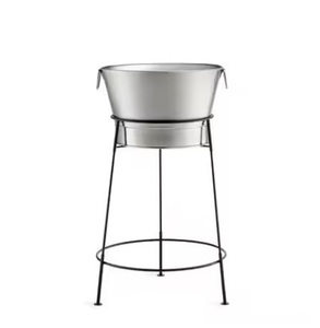 Cubo para hielo grande, de superficie lisa, redondo, de acero inoxidable, estilo antiguo, para champán, a un precio razonable. - Product Image 1