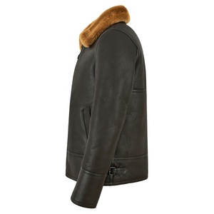Blouson noir B3 bombardier en peau de mouton pour homme, nouvelle veste marron en fausse fourrure de Style mouton - Product Image 5