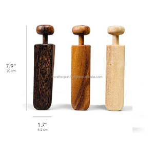 Natural for Mango Wood <b>Under</b>-<b>Door</b> <b>Draft</b> <b>Stopper</b> with Non-Slip Rubber Modern Vertical Design for Decorative Home Use - Product Image 1