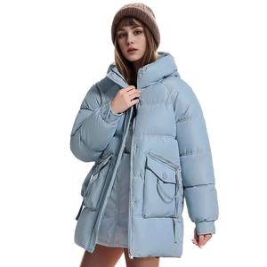 Chaqueta de cuello de bufanda de Invierno para mujer, abrigos de algodón de burbujas sueltos sólidos gruesos y cálidos, Parkas acolchadas negras para mujer, prendas de vestir informales - Product Image 6