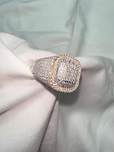 Iced Out Pavé <b>Ring</b> 14K Gold Baguette & Round Cut Simulated Diamond <b>Ring</b> <b>Statement</b> Hip Hop Jewelry Bold Designer <b>Ring</b> - Product Image 6
