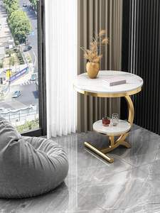 Juego de Mesas de Centro Redondas Modernas de Alta Calidad con Estructura de Hierro y Tapa de Mármol para Sala de Estar - Product Image 4