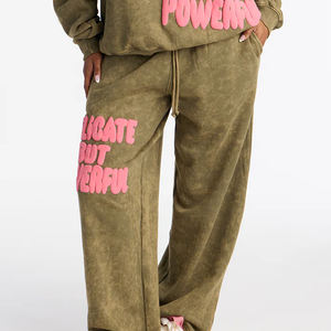 Conjunto Deportivo de Mujer de Primera Calidad, 100% Algodón, para Exteriores, Sudadera con Capucha y Pantalones Deportivos con Estampado Puff, Transpirable y Ligero - Product Image 6