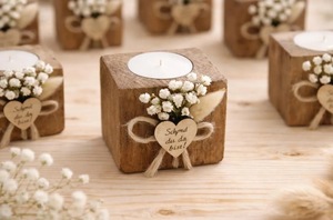 Wood <b>Tea</b> <b>Light</b> Holder Set Round Handmade Candle Holder for Home Decoration - Product Image 4