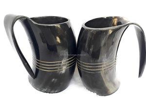 Taza de Cerveza Artesanal de Lujo Rústica Ecológica de Cuerno de Búfalo con Tapa Deslizante Antiderrames 500ml para Festivales de Cerveza y Eventos Indios - Product Image 2