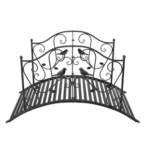 Ponte in Ferro da Giardino 119*67*71cm con Motivo a Uccelli, Ringhiera Arcuata Nera, Ornamento Metallico per Giardino e Casa, Installazione Sospesa - Product Image 5