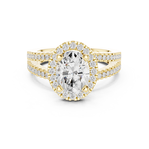 แหวนหมั้นทรงรี ทองคำขาว 18K ประดับเพชร วงแหวนทองคำขาว 14K เครื่องประดับชั้นดี แหวนผู้หญิง แหวนวันครบรอบแต่งงาน - Product Image 3