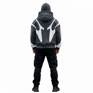 Vente en gros de sweats à capuche zippés personnalisés à la mode avec logo, en coton/polyester écologique, doublure polaire 310G, coupe longue - Product Image 3