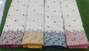 Tissu brodé Mall Chanderi, doux, de poids moyen, en coton biologique et soie écologiques, pour tenues de créateurs, saris et lehengas - Product Image 2