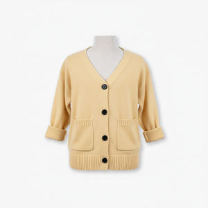 100% Acrylic Anti-Wrinkle Knit <b>Cardigan</b> 4 button Pocket <b>Cardigan</b> Vietnam Cable V-neck Customized packaging available - Product Image 5