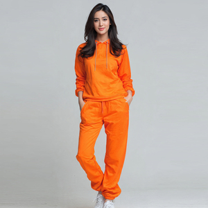 Custom 100% <b>Polyester</b> <b>Tracksuit</b> Women Winter Pullover Hoodie Sweatpants Set Ladies Mid Weight <b>Polyester</b> Track Suit Women's - Product Image 1