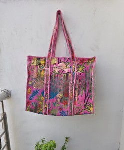 Bolso Tote de Algodón Acolchado Bohemio Hecho a Mano de Alta Calidad con Cierre de Cremallera y Correas para el Hombro, para Todas las Estaciones, Precio de Fábrica - Product Image 5