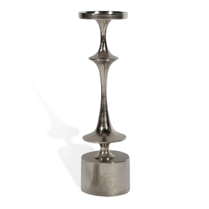 Luxury Nickel-Finish Sculptural <b>Candlesticks</b> Minimalist Tiered Metal Pedestal for Mantel & Dining Table Wholesale Candle Stand - Product Image 2