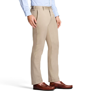 Pantalon chino décontracté pour homme en coton extensible beige texturé, coupe décontractée, toucher doux, essentiel au quotidien - Product Image 3