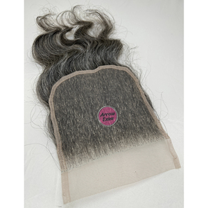 Arrow Exim Cheveux Indiens Gris Naturels pour Closure en Dentelle 5x5, Ondulation Naturelle, Remy, Densité 100%, Raie Centrale, Nœuds Invisibles - Product Image 3