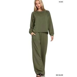 Ensemble sweat-shirt et pantalon Zenana pour femme - Inspiré DK OLIVE Taille S Vêtements confortables - Product Image 1