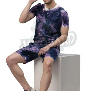 ชุดเสื้อและกางเกงขาสั้นสไตล์โมเดิร์นสำหรับผู้ชาย ชุดเสื้อแขนสั้นสำหรับผู้ชาย ชุดฤดูร้อนเนื้อผ้ามีเท็กซ์เจอร์ - Product Image 6