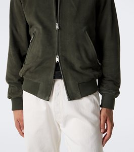 Chaqueta Bomber de Gamuza Premium Verde Oliva para Hombre, Cuello Alto, Cierre de Cremallera, Ropa Casual de Otoño, Fabricación Personalizada al por Mayor - Product Image 5