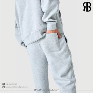 Sudadera con Capucha Gris con Cierre para Hombre Rubabull, Pantalones Deportivos de Felpa Francesa de Algodón, Ropa Casual de Otoño Unisex Personalizable - Product Image 6