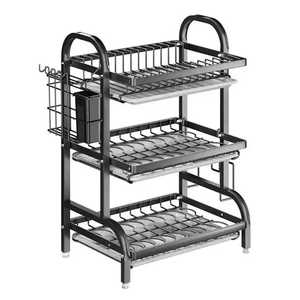 3 Tier <b>Black</b> Metal <b>Kitchen</b> Storage Rack Countertop Spice And Condiment Organizer <b>Shelf</b> Stand - Product Image 4