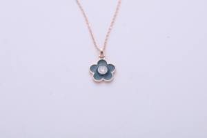 Colgante de Plata de Ley 925 con Esmalte Azul y Diamantes Florales, Joyería de Regalo para Mujer - Product Image 2