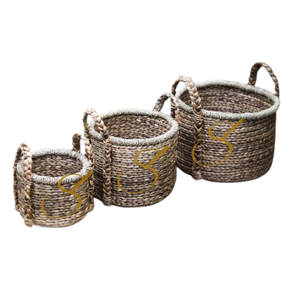 Plant | <b>Basket</b> Storage <b>Basket</b> | Laundry <b>Basket</b> made from Water Hyacinth (3 sizes) - Product Image 1