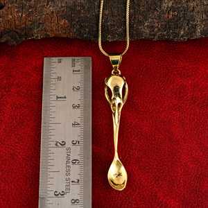 Pendentif cuillère crâne d'oiseau, collier vintage en alliage, bijoux de mode unisexe, thème alimentaire - Product Image 4