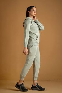 Wholesale Women Heather Gray Hoodie and <b>Jogger</b> Pants Set Black Quater Zip Soft Fleece Custom Logo Manufacturer - Product Image 6
