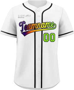 Uniforme de Béisbol Unisex, Deportivo, con Botones, Transpirable, 100% Poliéster, Cuello en V, Anti-UV, Secado Rápido, Estampado Completo - Product Image 2