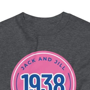 เสื้อสเวตเชิ้ตแจ็คแอนด์จิลสีชมพู ปี 1938 ลายกราฟิกสีน้ำเงิน คอกลม แขนยาว สวมใส่สบาย สไตล์ลำลอง ขายส่งเสื้อผ้า - Product Image 3