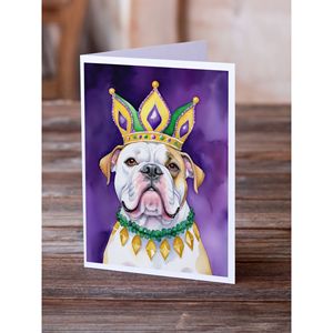 Paquete de tarjetas de felicitación de Bulldog Americano 8 diseño caprichoso del rey de Mardi Gras tamaño A7 5x7 tarjetas de notas en blanco con sobres - Product Image 2