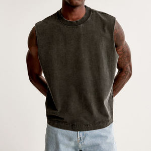 Custom <b>Mens</b> Heavyweight Sleeveless <b>Cropped</b> Tee Gym Muscle Tank <b>Top</b> Workout Training Streetwear Durable Premium Stonewashed - Product Image 1