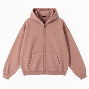 Sweat-shirt à capuche zippé pour homme, violet, coupe oversize, décontracté, pour l'automne, en molleton tricoté, couleur unie, avec poches - Product Image 4