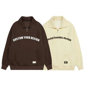 Wholesale Stand Collar Men Coat Hoodie Half Zipper Long Sleeve Hoodie Fashion Design Casual Pullover 1/4 zip hoodie quarter zip - Product Image 6